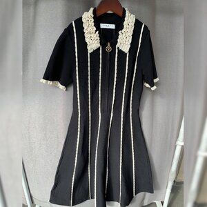 Sandro Flore scalloped stretch-knit mini dress